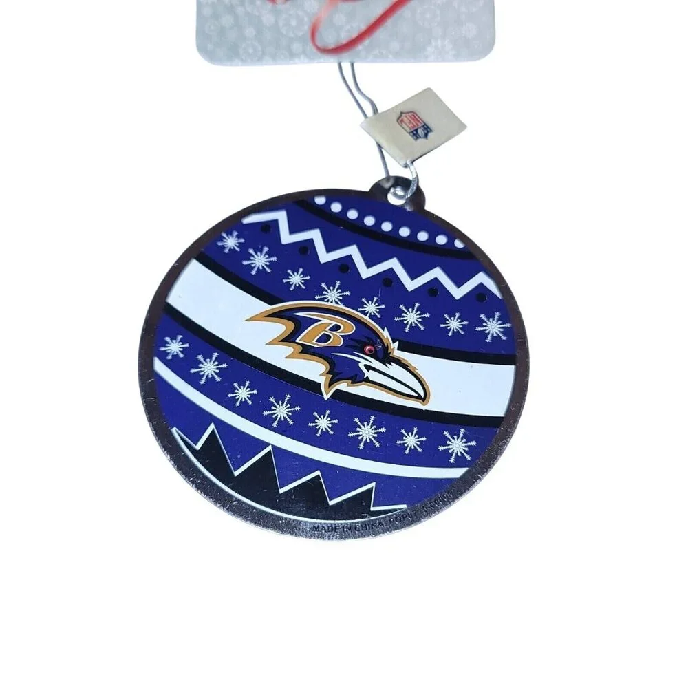 Baltimore Ravens NFL Team Logo Christmas Ornament Metal Round Design Holiday NEW